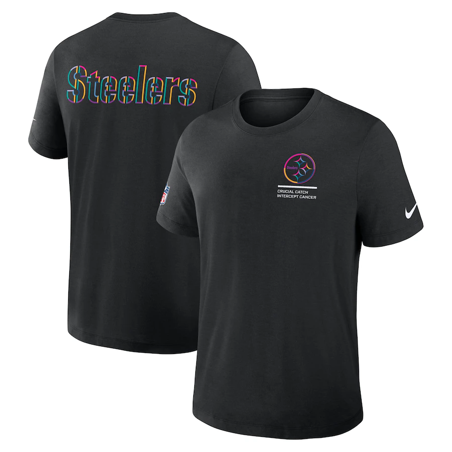 Men's Pittsburgh Steelers Black 2025 Crucial Catch Tri-Blend Dri-FIT T-Shirt